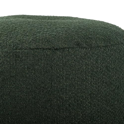 Howard Elliott Collection Barbet Round Foot Pouf Ottoman with Removable Zipper Cover, Woven Polyester Fabric Filled with Fiber and EPS Beads for Footrest or Extra Seating, 22x22x15 Inch, Forest - color: Green