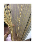Door String Curtain Flat Silver Ribbon Thread with Shaggy Tassel Room Divider, 39’’x79’’ (Beige-style2) - color: Beige-style2