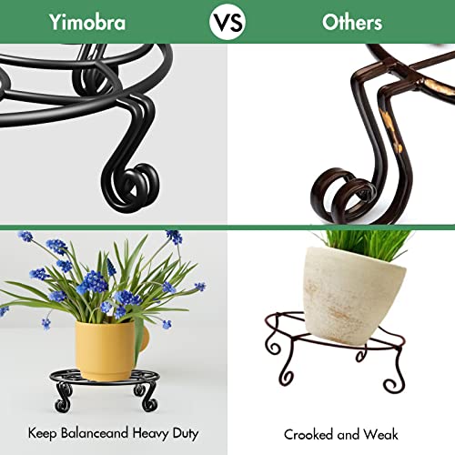 Yimobra Original Patented Plant Stand for Flower Pot Heavy Duty Potted Holder Indoor Outdoor, Metal Rustproof Iron Garden Container Round Supports Rack for Planter, Black, 11.8 Inches - color: Black, size: 11.8 x 3.1 inches