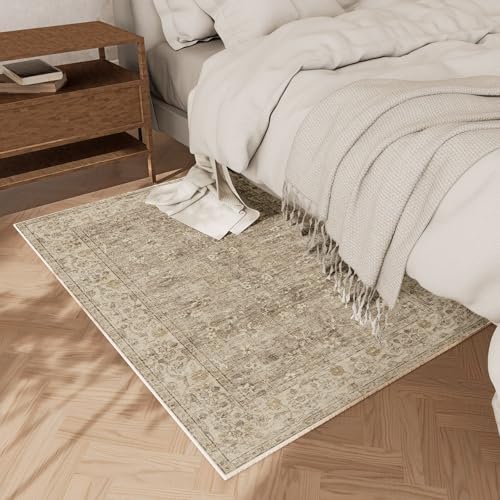 Washable Entryway Small Area Rugs: Door Mat Indoor Entrance 2x3 Boho Rug Stain Resistant Non-Slip Rubber Backing Soft Carpet for Kitchen Front Door Indoor Entrance Entry Bedroom Kids Room - color: Brown and Grey, size: 2' x 3' (Rectangular)