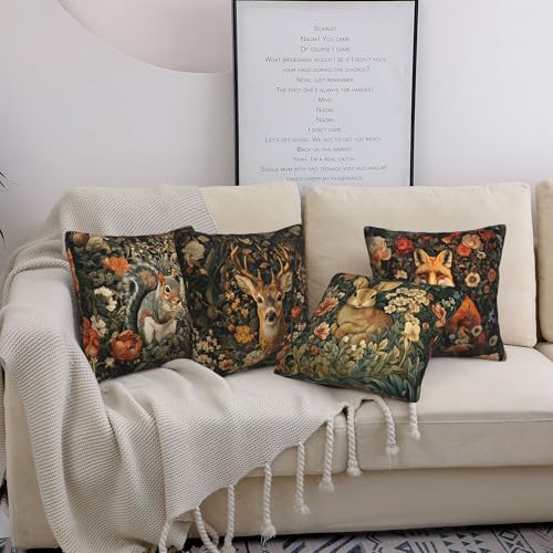 Vintage Animals Throw Pillow Covers 18 X 18 Inch Set of 4 Decorative Cushion Cover Home Decor for Sofa Chair Couch Bedroom Living Room - color: Vintage Animals