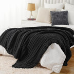 Battilo Chunky Knit Throw Blanket for Couch, Hand Made Chenille Throw Blanket, Super Soft Warm Cozy Charcoal Blanket for Bed, Sofa, Living Room, 50"x60" - color: Charcoal