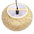 DYRABREST Antique Lantern Pendant Light - Bamboo Rattan Wicker Shade Ceiling Lamp with Adjustable Cord (16"/23.5"),Hanging Rattan Light Fixture for Kitchen,Dining, Living Room