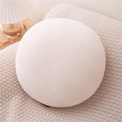 MOJUN Round Throw Pillow, 15.7" Soft Solid Color Round Sofa Lumbar Pillow Floor Pillow Home Decorative Pillow Cushion for Couch Car Living Room Bedroom, Warm White - color: Warm White