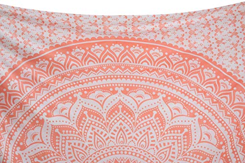Popular Handicrafts Tapestry Wall Hanging Hippie Ombre Mandala Bohemian Hippy Intricate Indian Tapestries Bedspread 84 x 90 Inches (215cm x 230cm) Coral Peach - color: Coral / Peach, size: 90.6"L x 84.7"W