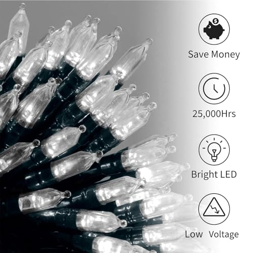 Brightown Battery Operated Christmas Lights 2 Pack 18 Feet 50 LED Clear Mini String Lights with 8 Modes Waterproof Tree Lights for Xmas Outdoor Indoor Holiday Party Garden Decor, Pure White - color: Pure White, size: 50 LEDs x 2 Pack