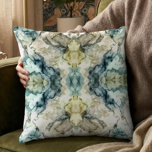 YOU FOUND ME Boho Throw Pillow Covers 18x18 Inch, Vintage Bohemian Carpet Print Pillowcase, Soft Decorative Cushion Cover for Couch Sofa Bedroom Living Room Decor (Light Blue) - color: Light Blue