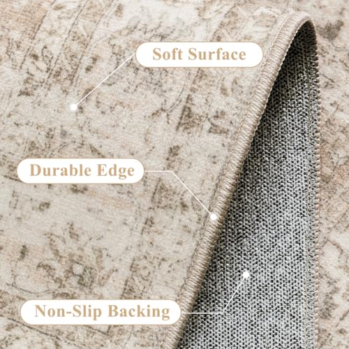 Vintage Kitchen Rug Set of 3 Washable Beige Kitchen Mats for Floor Non-Slip Kitchen Runner Rug Soft Low Pile Distressed for Bathroom Laundry Hallway Sink Entryway - color: Retro/Beige, size: 20"x32"+20"x48"+20"x59"
