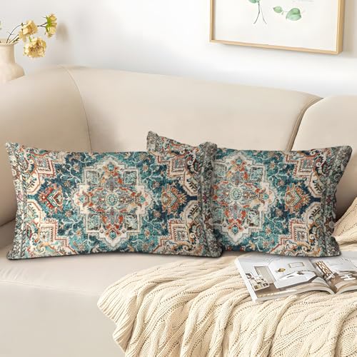 Boho Throw Pillow Covers 12x20 inch Set of 2,Boho Vintage Carpet Pattern Antique Ethnic Decor Double Sided Pattern Cushion Cover Soft Pillow Case Living Sofa Room Bed Square Pillow Cover - color: Boho-11, size: 20" x 12" (Pack of 2)