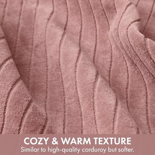 MIULEE Set of 2 Blush Pink Decorative Throw Pillow Covers 20x20 Inch, Thick Soft Textured Striped Cushion Covers, Modern Solid Color Farmhouse Boho Pillow Case for Sofa Couch Bed Living Room - color: Blush Pink, size: 20" x 20" (Pack of 2)