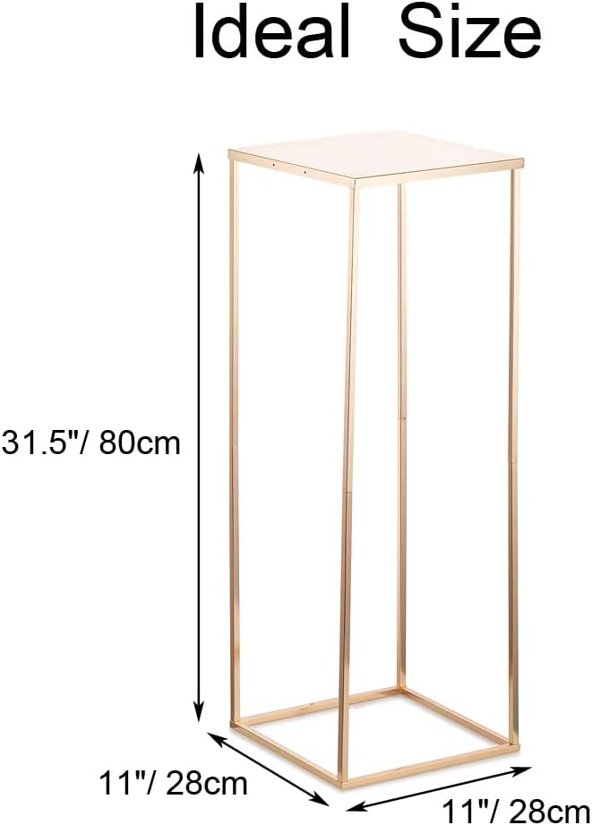 Gold Metal Cube Vase Stand for Wedding Centerpieces, 31.5in Tall, 10 Pcs
