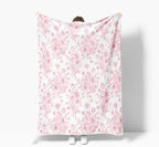 Floral Throw Blanket, Botanical Floral Blanket, Soft, Flannel, Warm, Boho Floral Bed Blanket All Season Flower Throw Blanket for Couch Bedroom Living Room, Pink 50X60 Inch