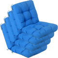 QILLOWAY Outdoor Seat/Back Chair Cushion Tufted Pillow, Spring/Summer Seasonal Replacement Cushions - Pack of 4 (Marine Blue)
