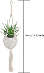 2 Pack 90CM (35inch) Extra Long Macrame Plant Hangers, up to 8 inch Pot Hanging Planter with Patterns, Premium Cotton Rope Crochet Boho Hanging Planter Basket for Indoor & Outdoor Plants(Off-white)