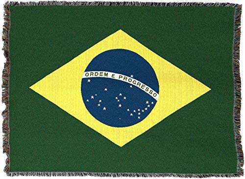 Pure Country Weavers Brazil National Flag Blanket - Brazilian Gift Tapestry Throw - Woven from Cotton - Made in the USA (72x54) - color: Brazil, size: 72" x 54"