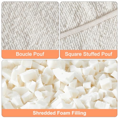 Pouf Ottoman Stuffed Modern Foam Filled Foot Rest Poufs for Living Room Chair Decorative 20 X 15 Inches Boho Relax Stool Floor Poufs Foot Rest for Living Room,Beige - color: Beige