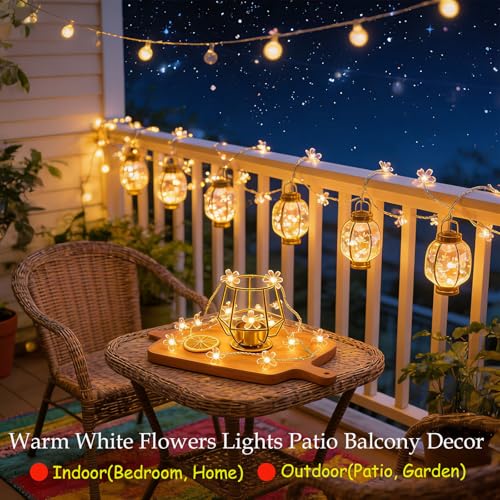 Fairy Flower String Lights Indoor Bedroom Decor, 33 ft 100 LED Artificial Cherry Blossom Lamp Indoor Outdoor Wall Window Garden Hanging Decorations for Christmas Wedding Birtday Party (Warm White) - color: Warm White
