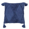 SARO LIFESTYLE Allman Collection Tufted Diamond Tassel Pillow Cover, 18", Navy Blue - color: Navy Blue, size: 18" Cover