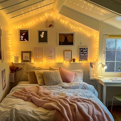 JMEXSUSS 200 LED Fairy Lights Plug in, Warm White Remote Control String Light Indoor Bedroom with Wheel, 66 ft 8 Modes Twinkle Lights for Room Dorm Party Christmas Tree - color: Warm White, size: 66FT 200LED