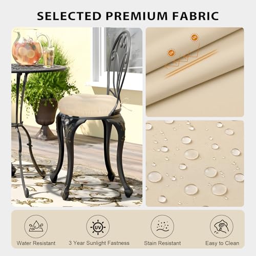 Round Outdoor Chair Cushions, Tufted Bistro Chair Cushions with Ties, Thickened Round Seat Cushion for Patio Furniture, 2 Pack, 15x15 Inch, Cream - color: Cream, size: 2 Count (Pack of 1)