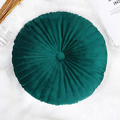 NatureMan Round Throw Pillow, Velvet Decoration Small Throw Pillow, Pumpkin Throw Pillow Cushion Suitable for Living Room Sofa Bed Floor 13.7 inches (Dark Green) - color: Dark Green