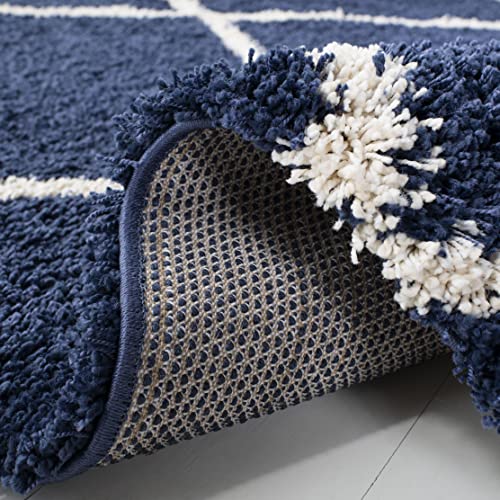 SAFAVIEH Hudson Shag Collection Accent Rug - 2' x 3', Navy & Ivory, Modern Trellis Design, Non-Shedding & Easy Care, 2-inch Thick Ideal for High Traffic Areas in Foyer, Living Room, Bedroom (SGH281C) - color: Navy/Ivory, size: 2' x 3' (Rectangular)