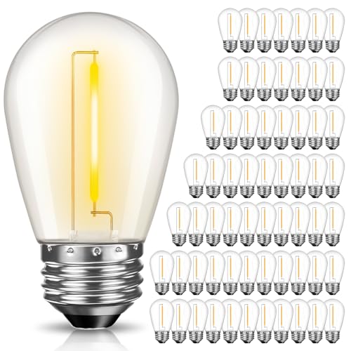GvvooHome 64 Pack LED S14 Replacement Light Bulbs, Shatterproof 1W Vintage Edison Bulbs for Outdoor Patio Backyard String Lights, Dimmable, E26 Screw Base, 2200K Warm White - color: Warm, size: 64 Pack