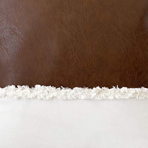 Boho Faux Leather Brown Cream Beige Ivory Tufted Fringe Bohemian Farmhouse Accent Decorative Couch Long Lumbar Throw Zipper Body Pillow Cover Case 54x20 Off White Modern Bedroom Living Room Decor Dorm - color: Ivory Faux Leather
