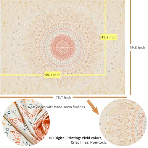 Damanse Floral Tapestry Wall Hanging Cute,Boho Wall Tapestry for Bedroom Aesthetic,Mandala Living Room Decor for Teen Girls (Yellow, 49.2"x59.1") - color: Yellow, size: 59.1"L x 49.2"W