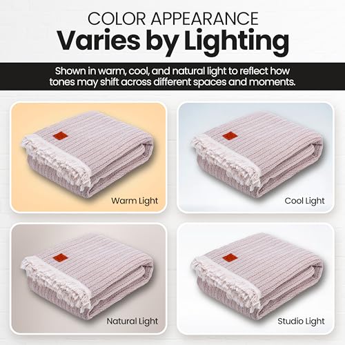 Gold Case Throw Blanket for Bed - 100% Recycled Turkish Cotton Blanket - Vintage Lightweight Soft Throw Blankets for Bed & Living Room - Twin Size Cozy Blankets - 71x90 - Beige - color: Vintage Beige, size: 71x90"