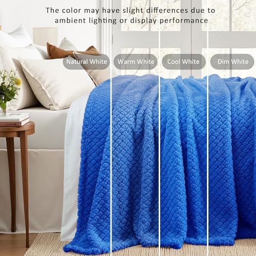 Exclusivo Mezcla Twin Size Fleece Blanket for Bed, Extra Soft Warm Decorative Fuzzy Blanket for Women, Lightweight Cozy Bedding Blankets, 60x80 Inches, Cobalt Blue - color: Cobalt Blue, size: Twin ( 60x80 IN )