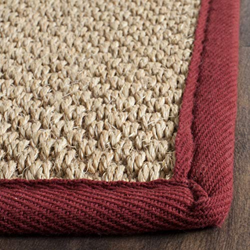 SAFAVIEH Area Rug 2x3 - Natural Fiber Collection - Maize & Burgundy, Sisal, Woven Design with Border (NF141D) - color: Maize/Burgundy, size: 2' x 3' (Rectangular)
