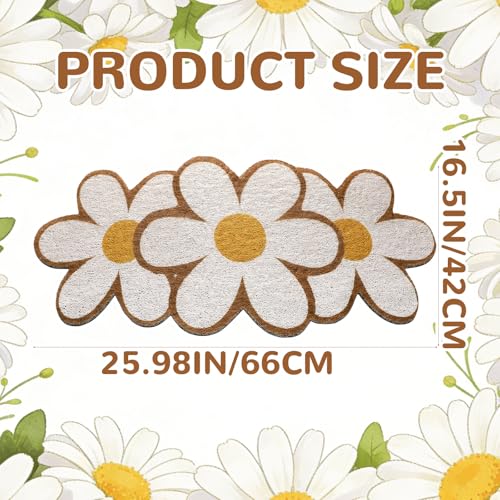 Tinideya Daisy Welcome Doormat Outdoor Cute Yellow Flower Coir Door Mat Outdoor Indoor Entrance Door Mat Non Slip Rubber Backing for Front Porch Entryway Decor(Yellow, 27.56") - color: Yellow, size: 4" x 1'5", style: Summer Daisy