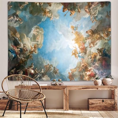Sanzugh Retro Renaissance Tapestry, Vintage Greek Mythology Painting Art Ceiling Tapestries Wall Hanging for Bedroom College Dorm Living Room Office Decor 40X30, Unique Baroque Angel Poster Blanket - size: 40"L x 30"W