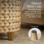 Best Choice Products 17" Round Storage Ottoman W/Lid, Handwoven Water Hyacinth Footstool, Footrest w/Wooden Legs, Accent Side Table, Storage Container, Plant Stand - Natural - color: Natural
