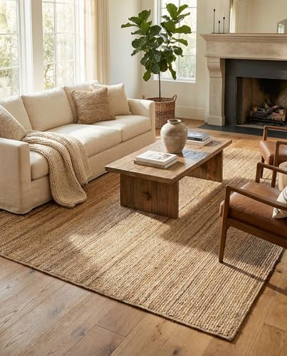Rugs.com - Braided Jute Rug – 10' x 13' 1 Natural Hand Braided Jute Rug – Eco-Friendly, Coastal Style for Living Rooms and Large Offices - size: 10' x 13' (Rectangular)