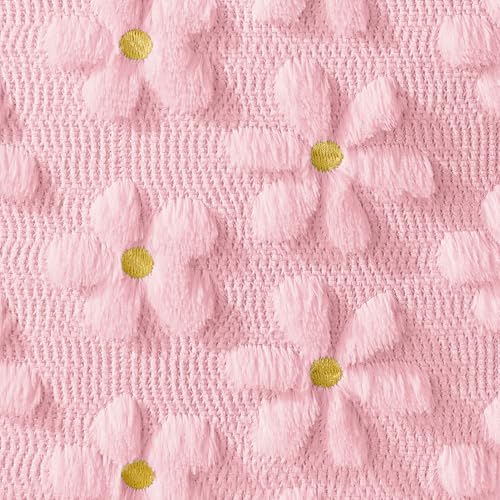 DFXSZ Spring Summer Pillow Covers 18x18 inch Set of 2 Farmhouse Decor Yellow Flower Heart Daisy Soft Plush Faux Fur Jacquard Throw Pillows for Bedroom Sofa Holiday Spring Summer Home Decor PTK024AP18 - color: Pink Daisy, size: 18" x 18" (Pack of 2)