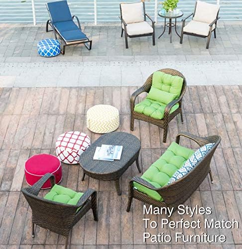 QILLOWAY Outdoor Seat/Back Chair Cushion Tufted Pillow, Spring/Summer Seasonal Replacement Cushions - Pack of 4 (Green)