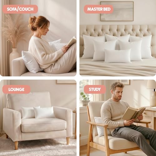 Utopia Bedding 16x24 Pillow Inserts, Set of 2, White – Indoor Decorative Throw Pillows for Bed, Sofa & Couch – Soft, Supportive & Fluffy Cushion Inserts - color: White, size: 16x24 Inch