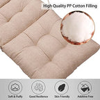 Magpie Fabrics Indoor Outdoor Tufted High Back Chair Cushion Set of 2, Waterproof All-Weather Deep Seating Rocking Chair Patio Garden Chaise Lounge Sun Lounger Chair Cushions(Beige Linen) - color: Beige Linen