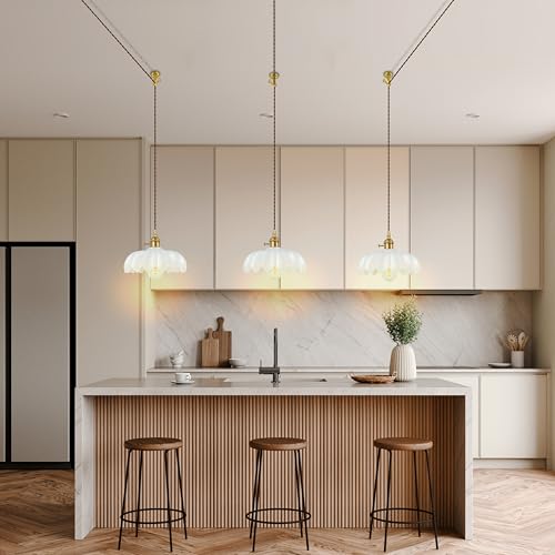 Plug-in Pendant Light Fixture, Hanging Light Fixture, Glass Pendant Light, Swag Lamp with Inline On/Off Switch for Kitchen Island, Bedroom, Dining Room, Living Room (White, 15 Ft Cord) - color: White, size: 15 ft