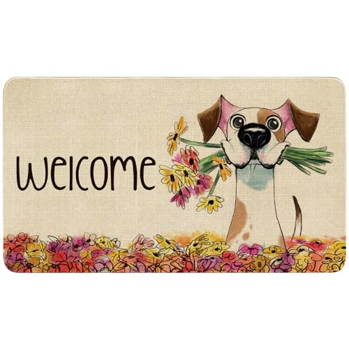 Spring Summer Door Mat,Floral Dog Indoor Outdoor Non-Slip Doormat,Entryway Front Porch Farmhouse Spring Welcome Door Mat Colorful for Entrance Decor,30" x 17" - color: 2026 Spring Summer 3