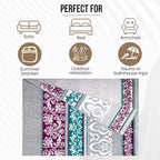 100% Cotton Throw Blanket for Couch Sofa or Bed All Season Terry Blankets & Throws, Lightweight & Breathable Cotton Blanket, Picnic Rug, Terry Bed Sheet (Ariadne) - color: Ariadne