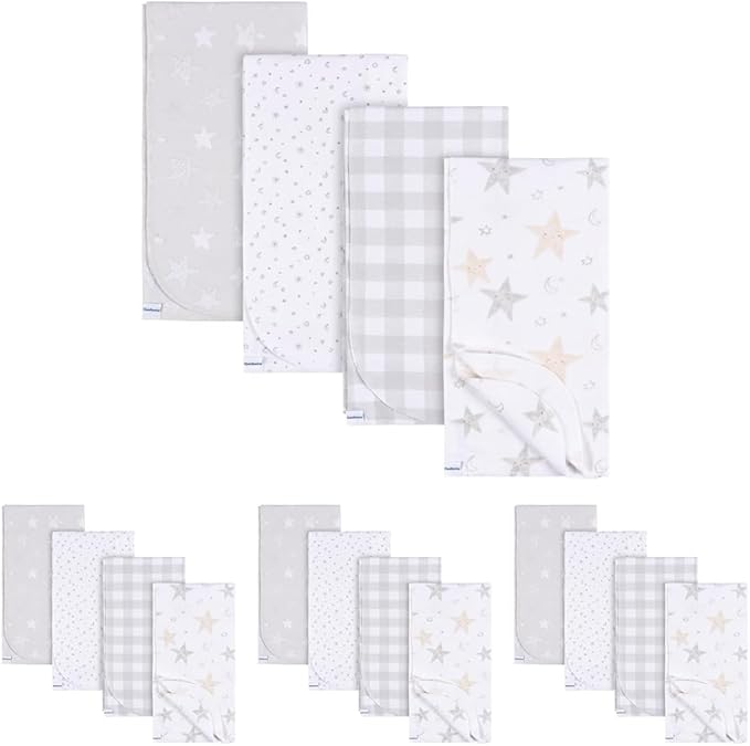 Gerber Unisex Baby 100% Cotton Flannel Receiving Blankets 30x30 Inches (Pack of 16), Celestial, One Size