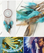 MEXIDAWN DIY Feather Dream Catcher Kits Turquoise Wall Hanging Boho Decor Handmade Dream Catcher for Adults，Round - style: Round*1