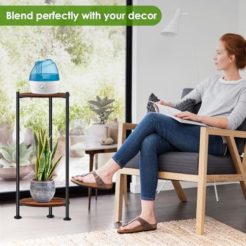 Lilybud--lily Plant Stand Indoor Outdoor, 30'' Tall Plant Stands for Indoor Plants, Heavy Duty Indoor Plant Shelf, 2 Tier Flower Stand for Living Room, Balcony, Deck - color: dark brown