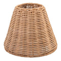 KASTLITE Woven Rattan Chandelier Lamp Shades - Empire Clip On Ceiling Light Cover - Boho Lampshades for Small Table & Sconce Fixtures - 3" Top x 6" Bottom x 5.25" Slant, Natural Brown Wicker, Set of 6