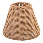 KASTLITE Woven Rattan Chandelier Lamp Shades - Empire Clip On Ceiling Light Cover - Boho Lampshades for Small Table & Sconce Fixtures - 3" Top x 6" Bottom x 5.25" Slant, Natural Brown Wicker, Set of 6