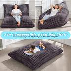 Hobestluk 3 in 1 Bean Bag Chair Giant Bean Bag Chairs for Adults with Bubble Cover Convertible Bean Bag Floor Cushion with Machine Washable Cover for Living Room (Bubble Dark Grey) - color: Shadow Grey