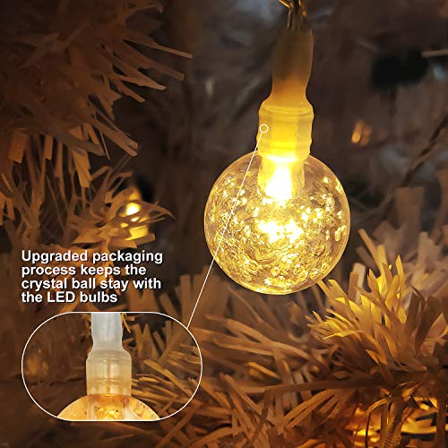 Battery Operated Globe String Lights 16FT Waterproof 30 LED 8 Modes Outdoor String Lights Crystal Ball String Light with Timer for Backyard Garden Balcony Pergola Wedding Party, Warm White - color: Silver Wire Warm White, size: 1 Pack